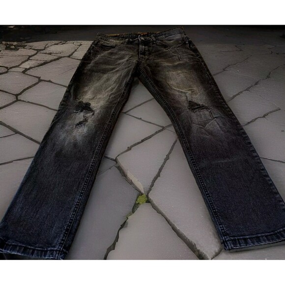 Ring Of Fire Straight Leg Denim Jeans Distressed Men's Size 33x30 - Picture 1 of 11